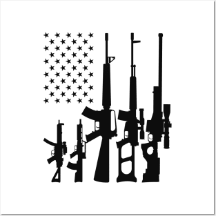 Gun - Guns in American Flag Posters and Art